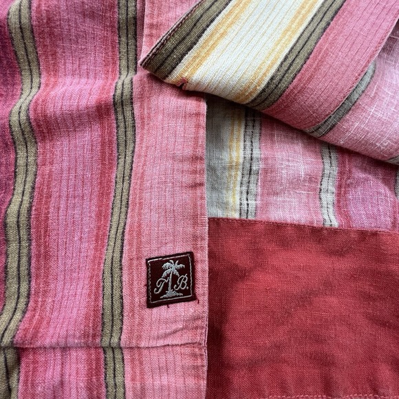 Tommy Bahama 100% Linen Shirt Men XL Pink Stripe Button Front Camp Short Sleeve - Picture 7 of 9
